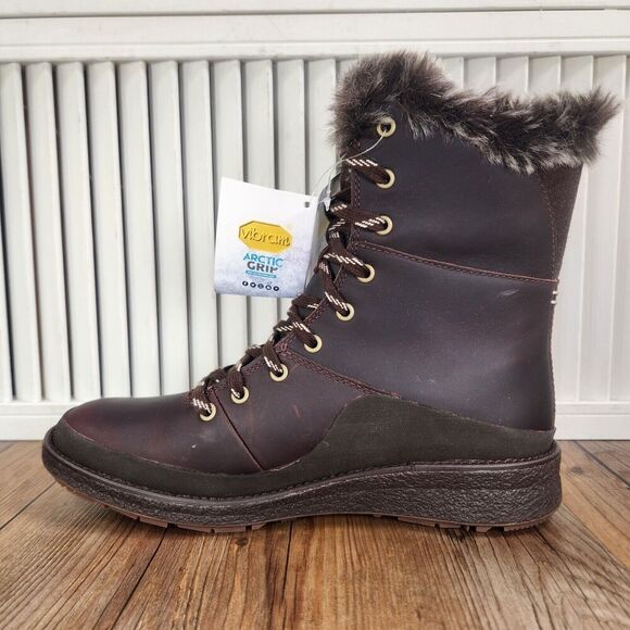 Merrell Tremblant Ezra Lace WP Ice+ Womens Size 7.5 Espresso Brown Vibram Boots - Picture 7 of 13